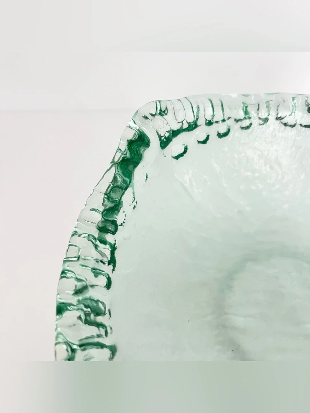 Vintage Handmade Spanish Green Recycled Glass Bowl Organic Coastal Beachy Heavy